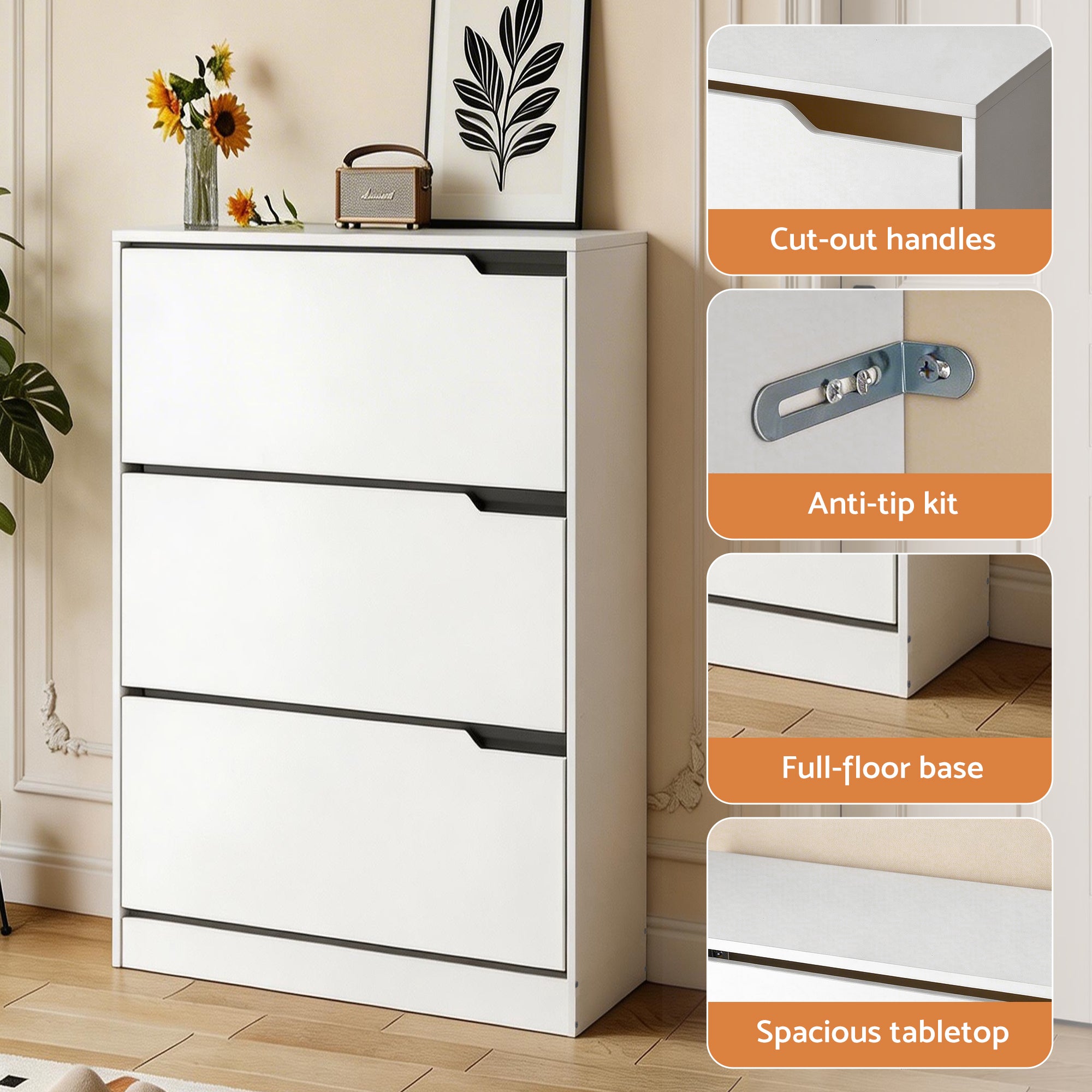 Artiss Shoe Rack Cabinet 24 Pairs Adjustable Shelf White FUR-S-SHOE-3D3-WH-AB