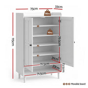 Artiss Shoe Rack Cabinet Storage Cupboard 3 Adjustable Shelves White FUR-S-SHOE-75-WH-AB