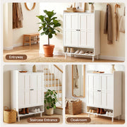 Artiss Shoe Rack Cabinet Storage Cupboard 3 Adjustable Shelves White FUR-S-SHOE-75-WH-AB