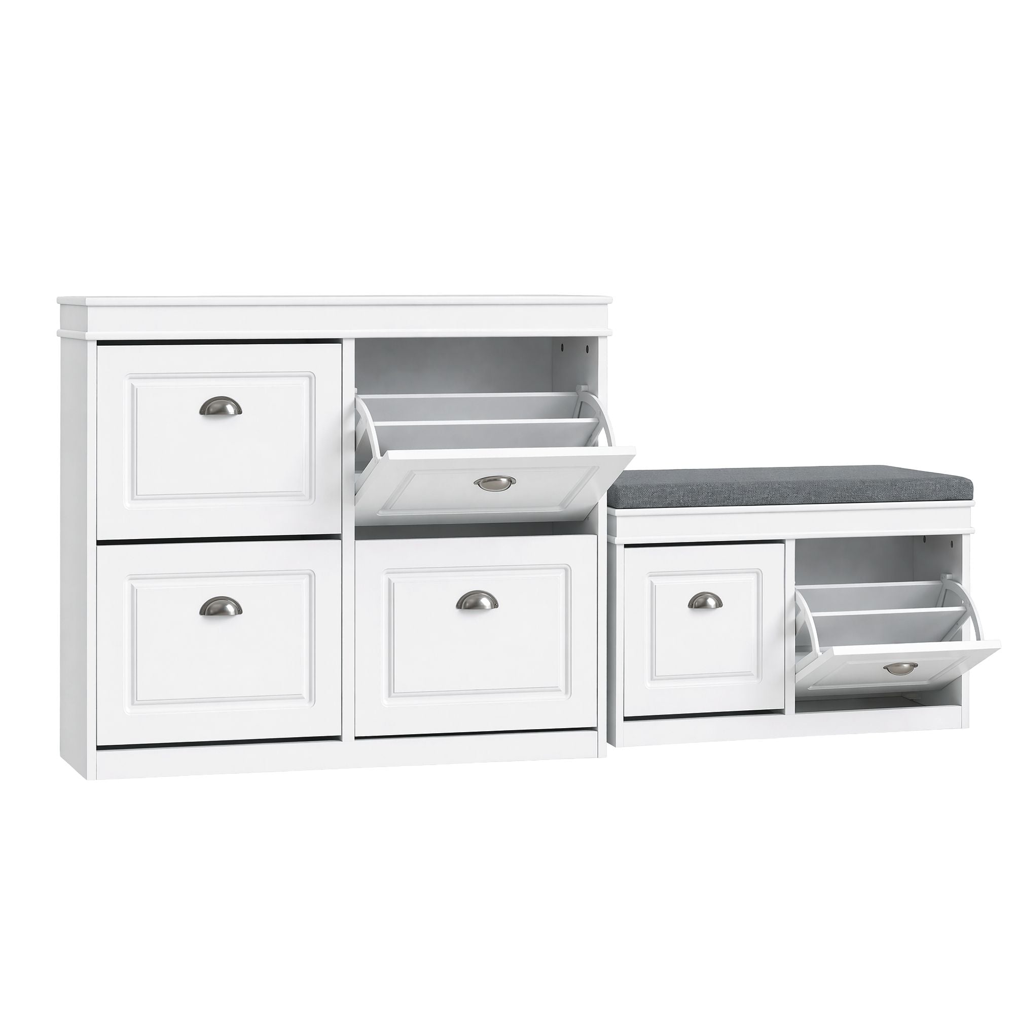 Artiss Shoe Cabinet Bench Set Flip Drawer Hallway Living Room White FUR-S-SHOE-BEN-WH