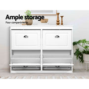 Artiss Shoe Cabinet Bench Set Flip Drawer Hallway Living Room White FUR-S-SHOE-BEN-WH