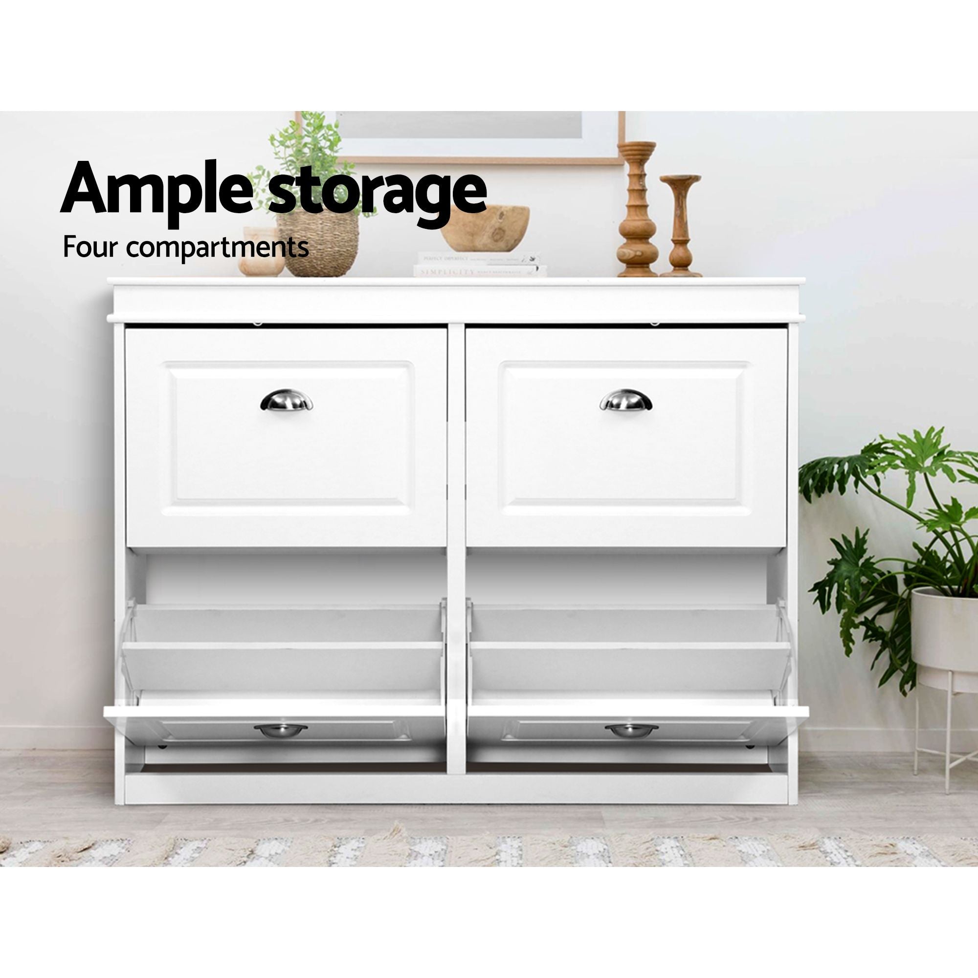 Artiss Shoe Cabinet Bench Set Flip Drawer Hallway Living Room White FUR-S-SHOE-BEN-WH