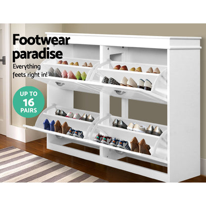 Artiss Shoe Cabinet Bench Set Flip Drawer Hallway Living Room White FUR-S-SHOE-BEN-WH