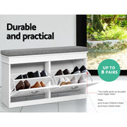 Artiss Shoe Cabinet Bench Set Flip Drawer Hallway Living Room White FUR-S-SHOE-BEN-WH