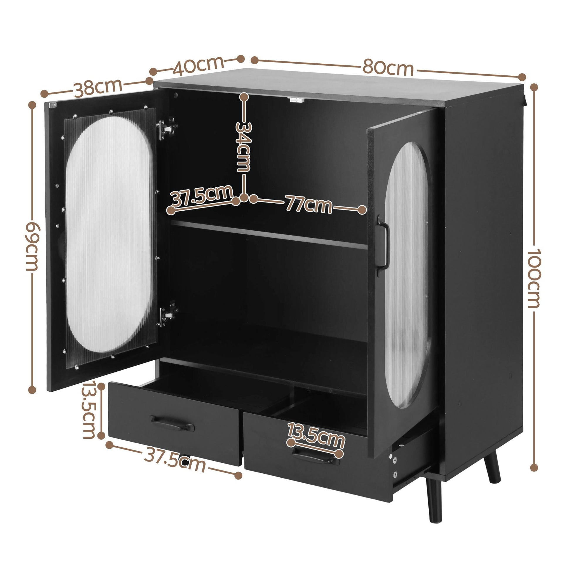 Artiss Buffet Sideboard Double Doors - Black FUR-S-SID-01-BK-AB