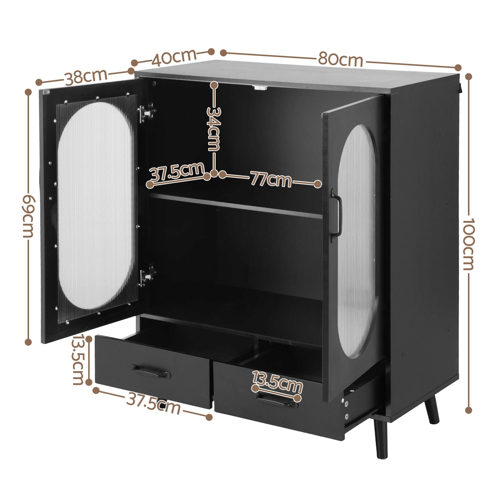 Artiss Buffet Sideboard Double Doors - Black FUR-S-SID-01-BK-AB
