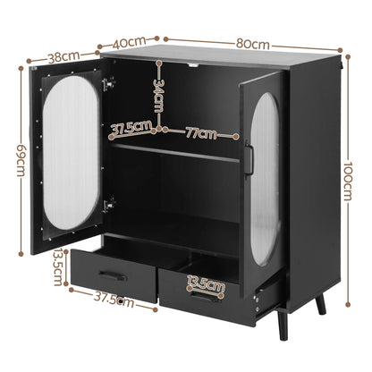 Artiss Buffet Sideboard Double Doors - Black FUR-S-SID-01-BK-AB