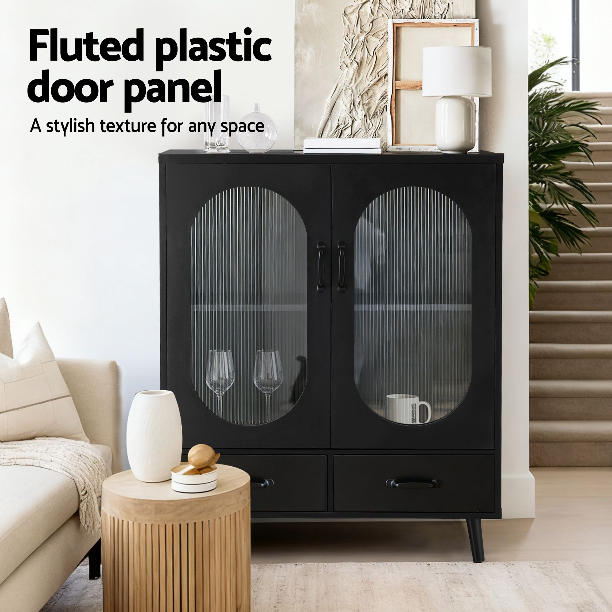Artiss Buffet Sideboard Double Doors - Black FUR-S-SID-01-BK-AB