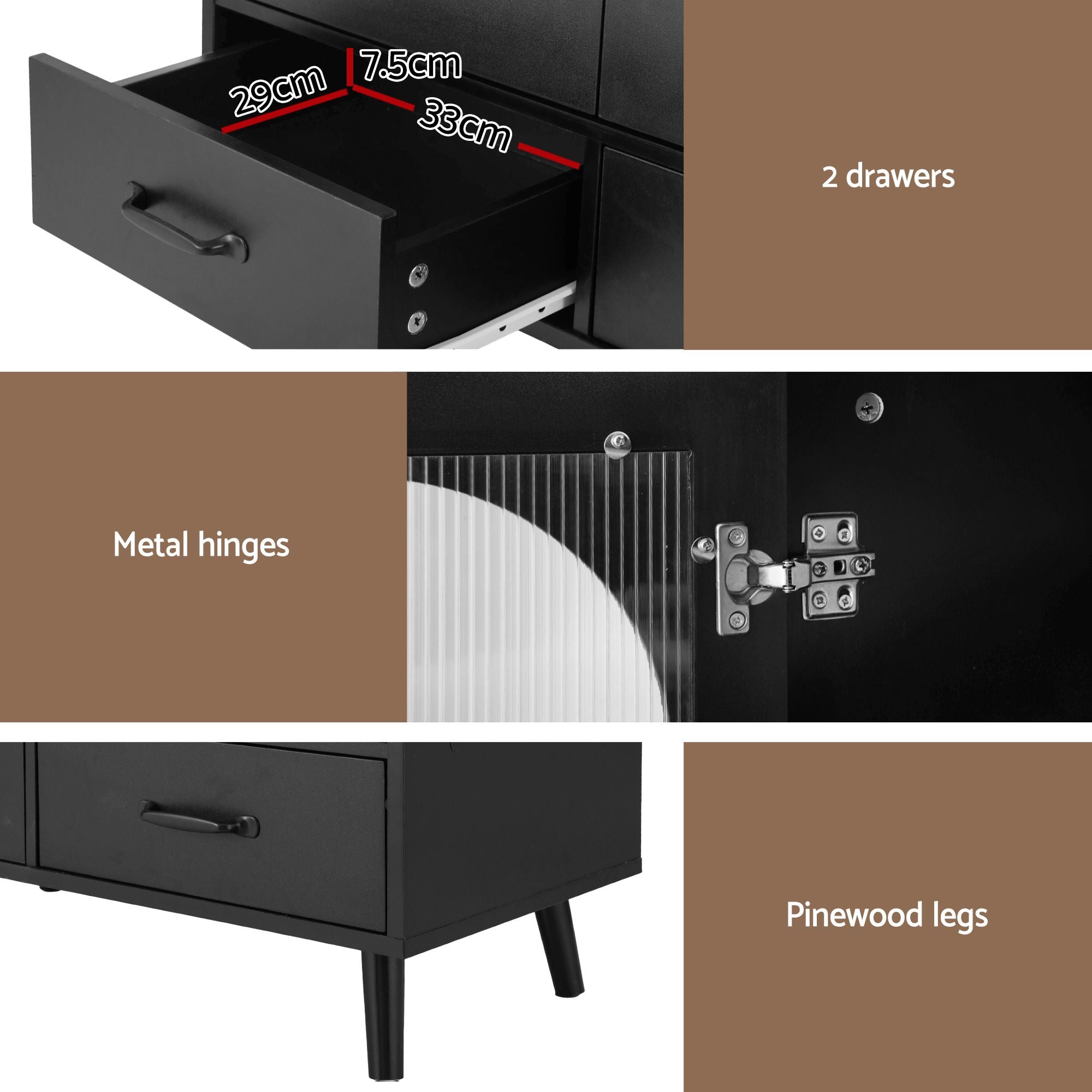 Artiss Buffet Sideboard Double Doors - Black FUR-S-SID-01-BK-AB