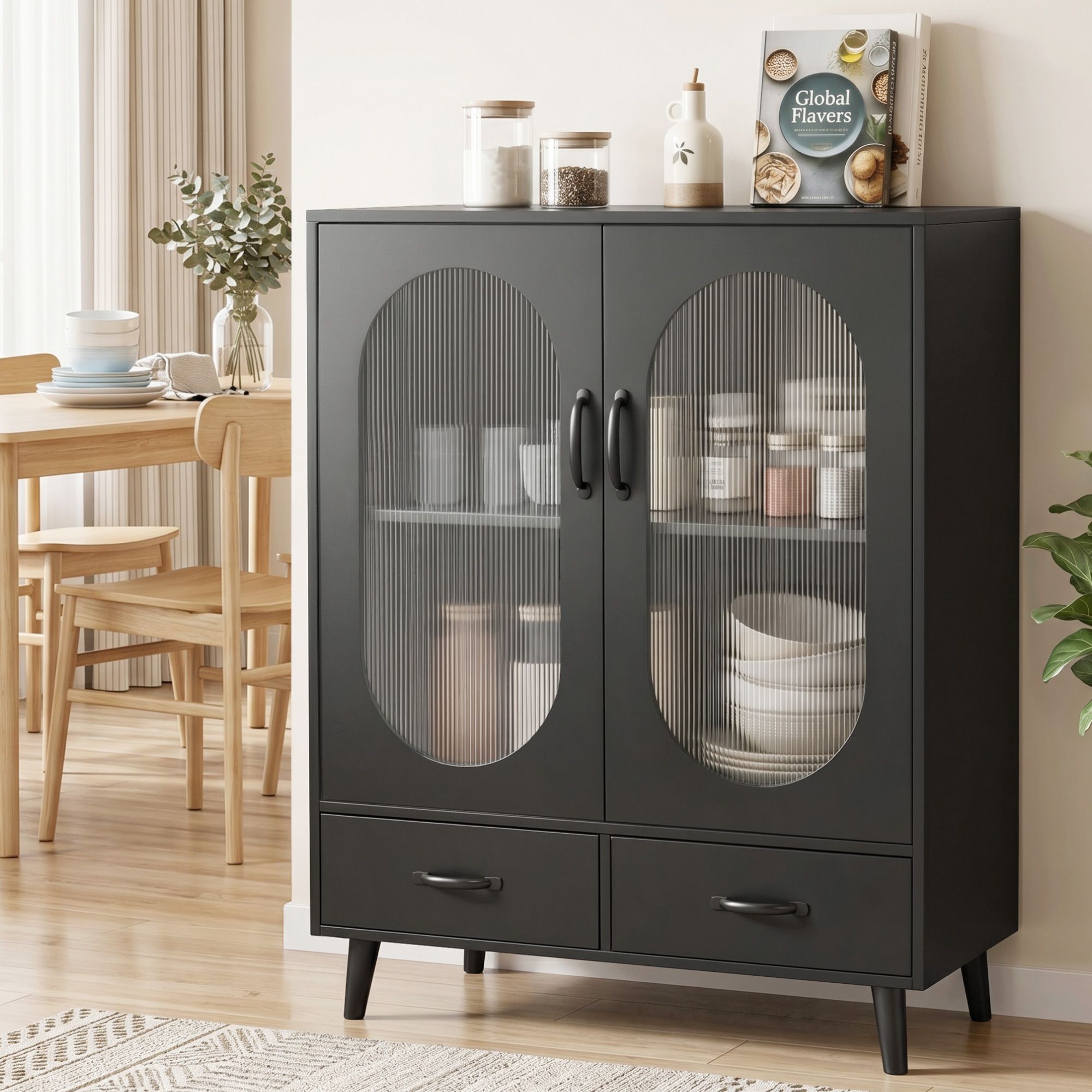 Artiss Buffet Sideboard Double Doors - Black FUR-S-SID-01-BK-AB