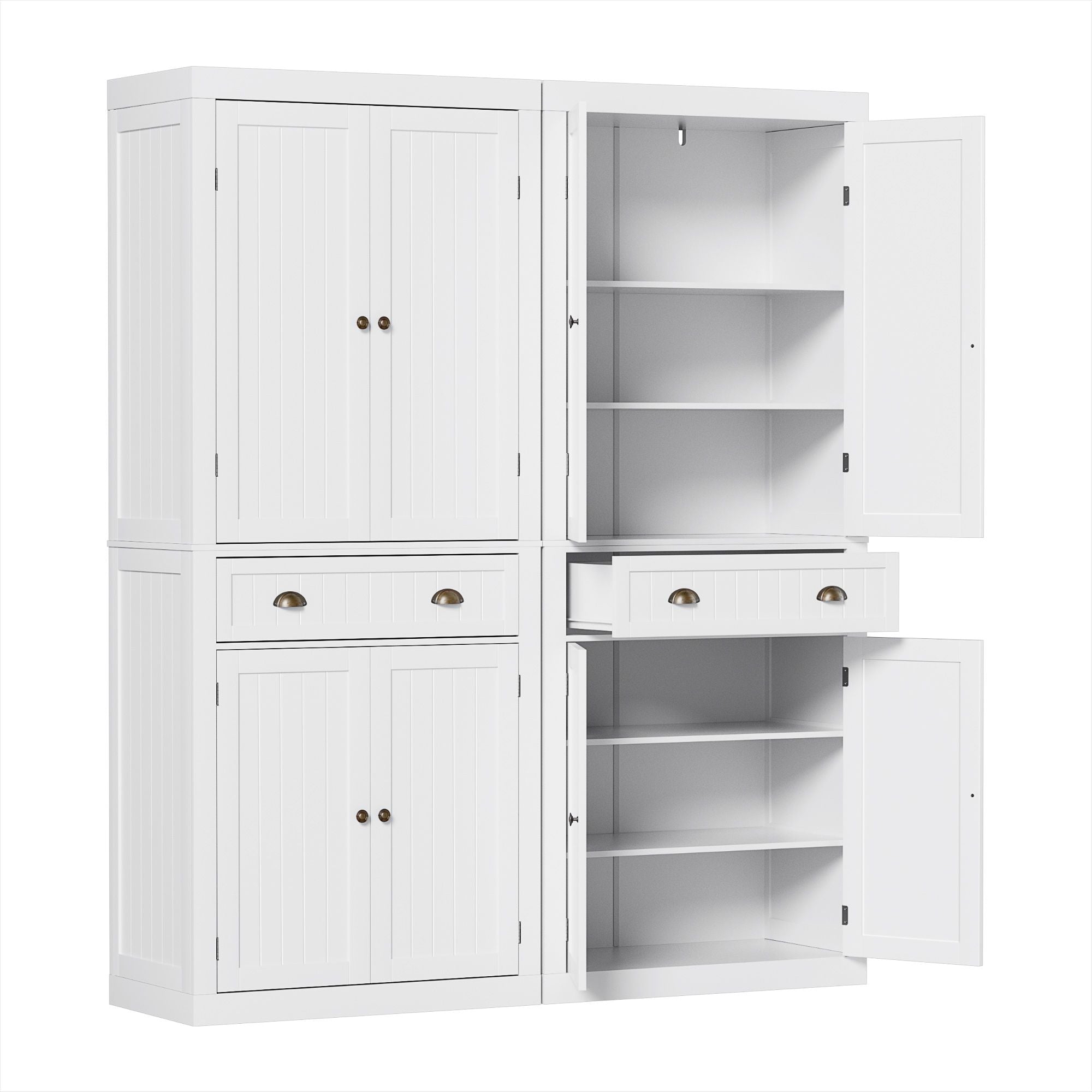 Artiss 2x Buffet Sideboard Cabinet 6-Tier Storage Pantry Cupboard Drawer White FUR-S-SID-03-WH-ABX2