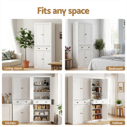 Artiss 2x Buffet Sideboard Cabinet 6-Tier Storage Pantry Cupboard Drawer White FUR-S-SID-03-WH-ABX2