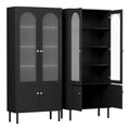 Artiss 2x Buffet Sideboard Cabinet Pantry 5-Tier Storage Cupboard Fluted Black FUR-S-SID-04-BK-ABX2