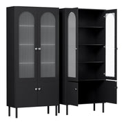 Artiss 2x Buffet Sideboard Cabinet Pantry 5-Tier Storage Cupboard Fluted Black FUR-S-SID-04-BK-ABX2