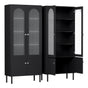 Artiss 2x Buffet Sideboard Cabinet Pantry 5-Tier Storage Cupboard Fluted Black FUR-S-SID-04-BK-ABX2