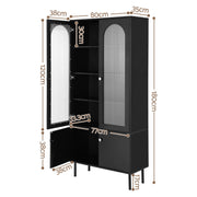 Artiss 2x Buffet Sideboard Cabinet Pantry 5-Tier Storage Cupboard Fluted Black FUR-S-SID-04-BK-ABX2
