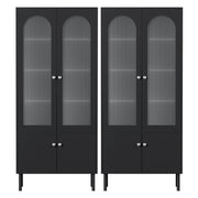 Artiss 2x Buffet Sideboard Cabinet Pantry 5-Tier Storage Cupboard Fluted Black FUR-S-SID-04-BK-ABX2