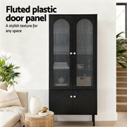 Artiss 2x Buffet Sideboard Cabinet Pantry 5-Tier Storage Cupboard Fluted Black FUR-S-SID-04-BK-ABX2