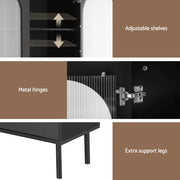 Artiss 2x Buffet Sideboard Cabinet Pantry 5-Tier Storage Cupboard Fluted Black FUR-S-SID-04-BK-ABX2