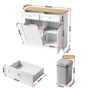 Artiss Buffet Sideboard Cabinet Kitchen Tilt Out Bin Holder Storage Cupboard FUR-S-SID100-BIN-WH