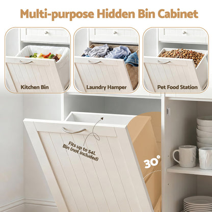 Artiss Buffet Sideboard Cabinet Kitchen Tilt Out Bin Holder Storage Cupboard FUR-S-SID100-BIN-WH