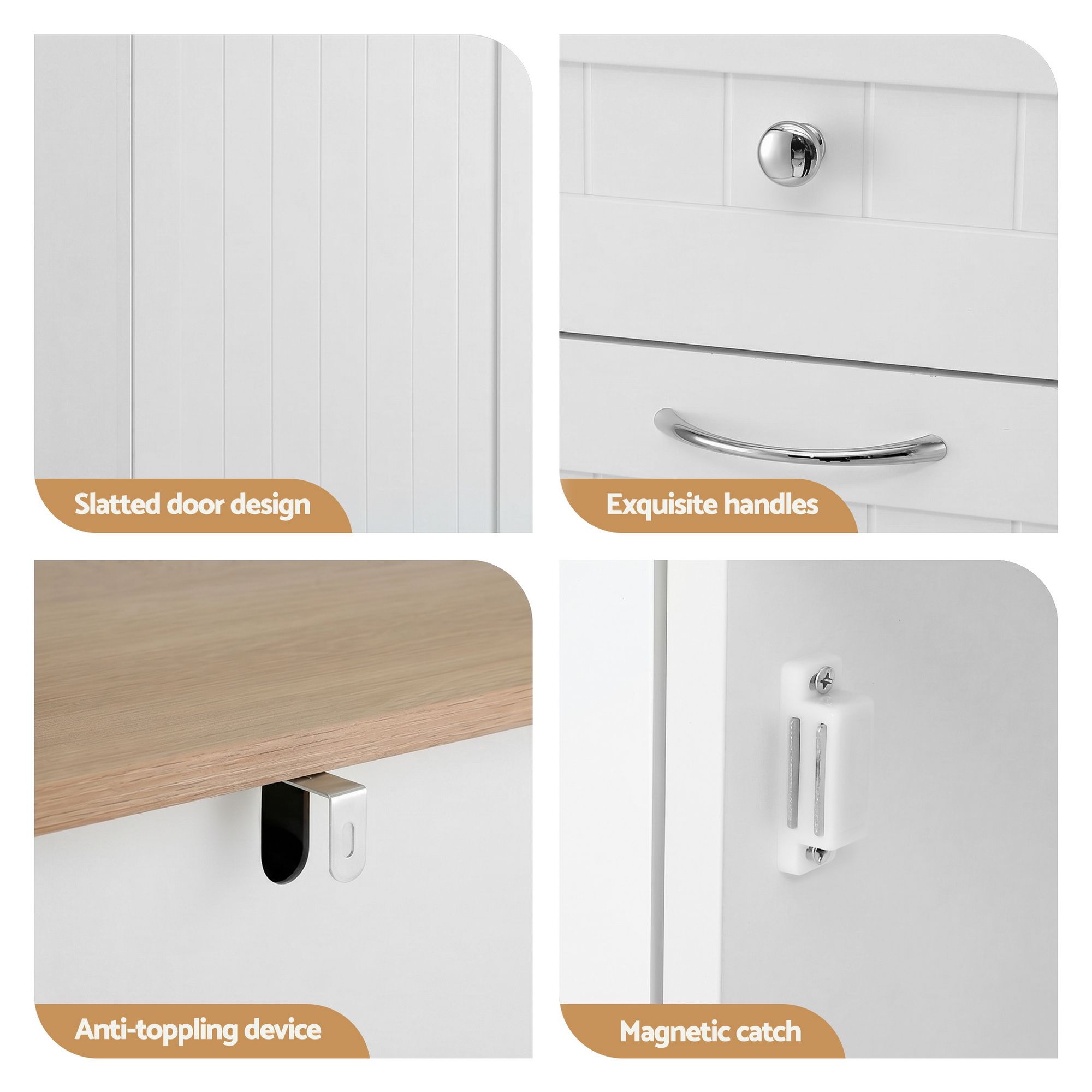 Artiss Buffet Sideboard Cabinet Kitchen Tilt Out Bin Holder Storage Cupboard FUR-S-SID100-BIN-WH