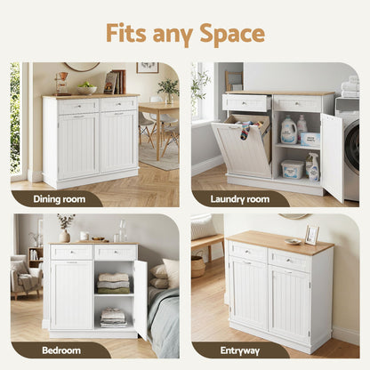 Artiss Buffet Sideboard Cabinet Kitchen Tilt Out Bin Holder Storage Cupboard FUR-S-SID100-BIN-WH