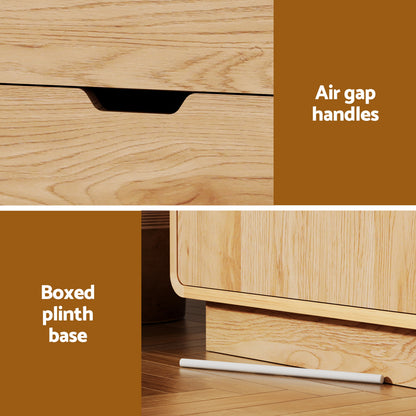 Artiss Buffet Sideboard Cabinet Storage Kitchen Cupboard Drawers Round Edge Oak FUR-S-SID160-RND-WD-ABC
