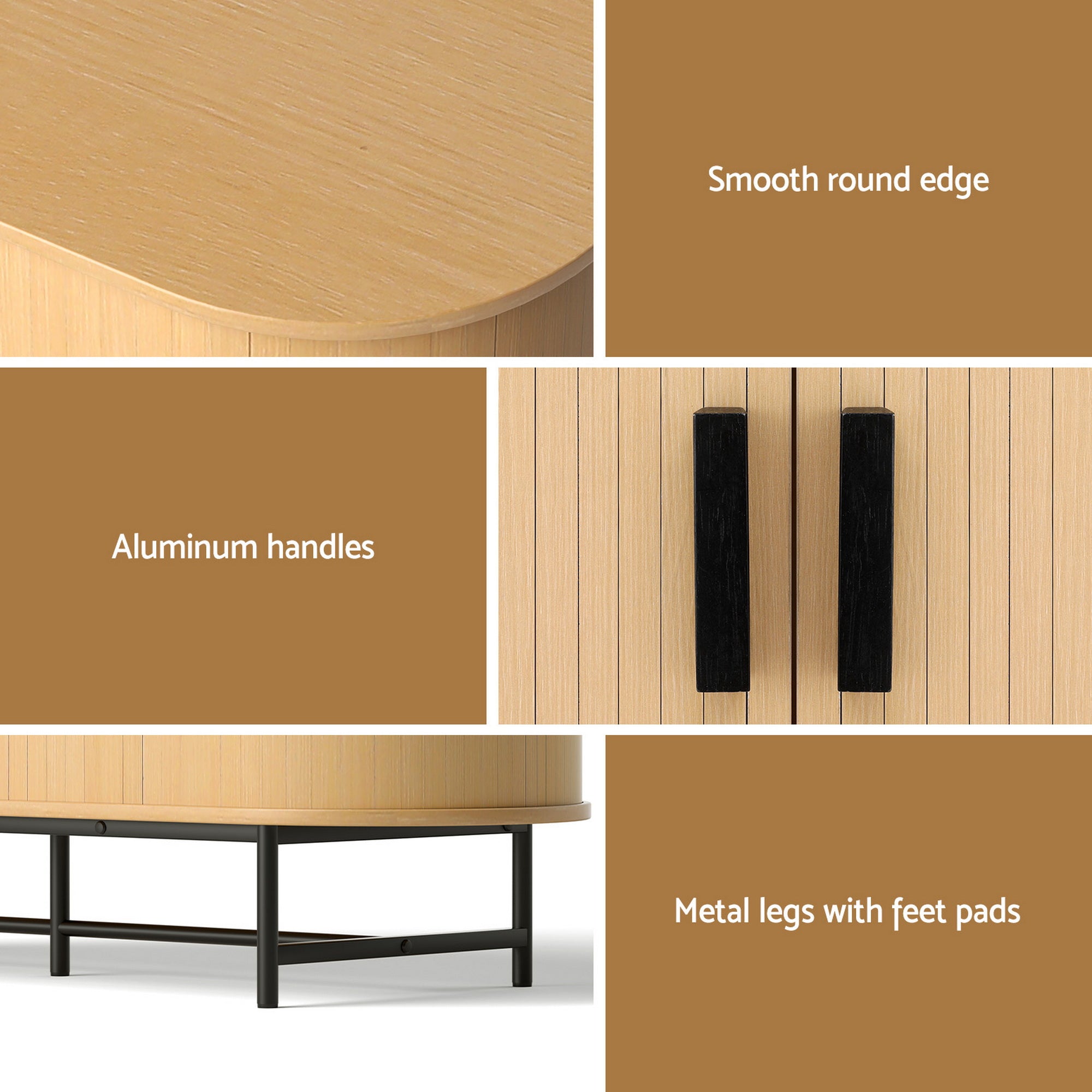 Artiss Buffet Sideboard Sliding Doors - PIIA Oak FUR-S-SIDE-SLD-01-WD-AB