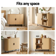Artiss Buffet Sideboard Sliding Doors - PIIA Oak FUR-S-SIDE-SLD-01-WD-AB