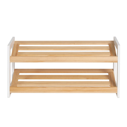 Artiss Shoe Rack 2 Tier 6 Pairs White Kara FUR-S-SR02-WDWH