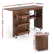 Artiss Folding Sewing Table Sewing Machine Desk Multi-functional Rolling Work Table Craft Station
