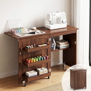 Artiss Folding Sewing Table Sewing Machine Desk Multi-functional Rolling Work Table Craft Station