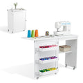 Artiss Folding Sewing Table Sewing Machine Desk Multi-functional Rolling Work Table Craft Station FUR-S-SWT-118-WH