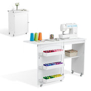 Artiss Folding Sewing Table Sewing Machine Desk Multi-functional Rolling Work Table Craft Station FUR-S-SWT-118-WH