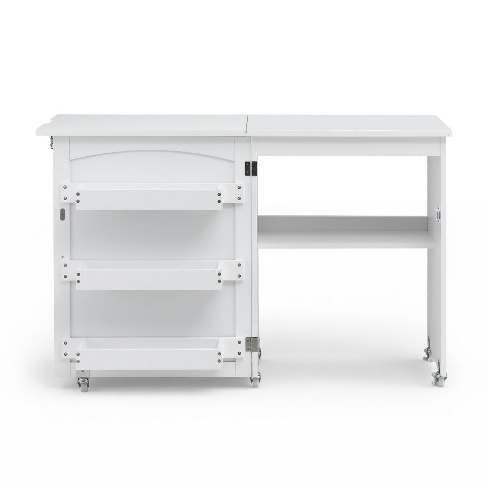 Artiss Folding Sewing Table Sewing Machine Desk Multi-functional Rolling Work Table Craft Station FUR-S-SWT-118-WH
