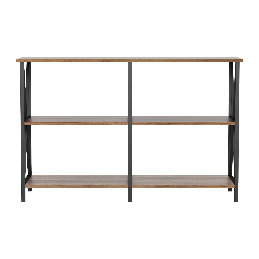 Artiss Console Table 120CM 3-tier Walnut Xiah FUR-S-TAB-02-IND-BKWD