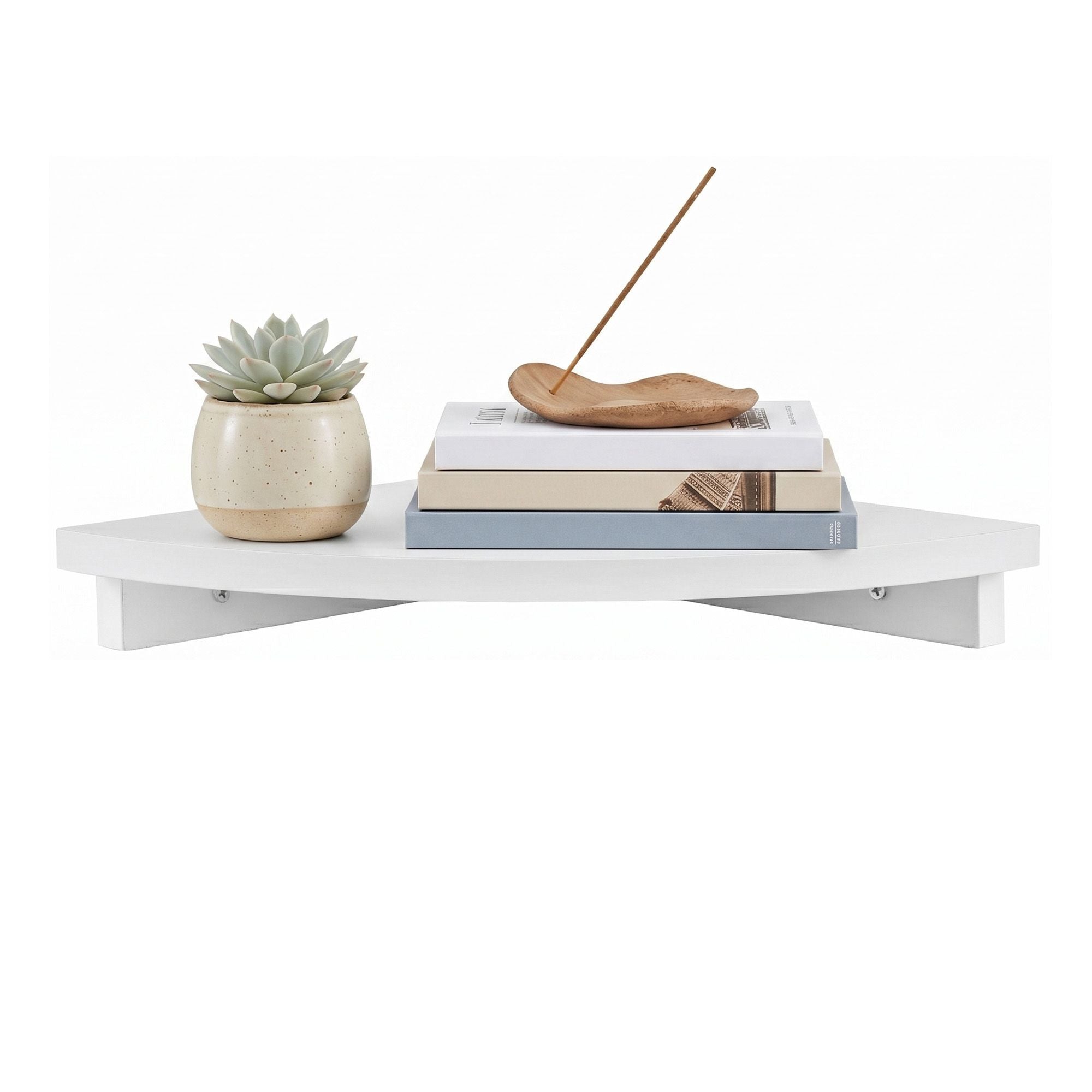 Artiss Corner Floating Wall Shelf Wall Mounted Display Rack Round Edge White 1pc FUR-S-WALL-COR-WH