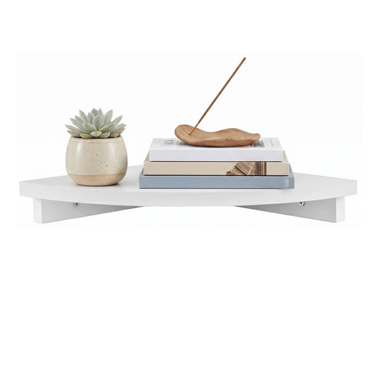 Artiss Corner Floating Wall Shelf Wall Mounted Display Rack Round Edge White 1pc FUR-S-WALL-COR-WH