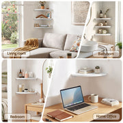 Artiss Corner Floating Wall Shelf Wall Mounted Display Rack Round Edge White 1pc FUR-S-WALL-COR-WH