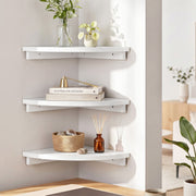 Artiss 3pc Corner Floating Wall Shelf Wall Mounted Display Rack Round Edge White FUR-S-WALL-COR-WHX3
