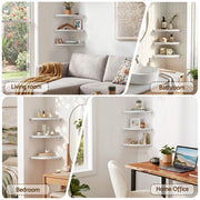 Artiss 3pc Corner Floating Wall Shelf Wall Mounted Display Rack Round Edge White FUR-S-WALL-COR-WHX3