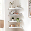 Artiss 4pc Corner Floating Wall Shelf Wall Mounted Display Rack Round Edge White FUR-S-WALL-COR-WHX4