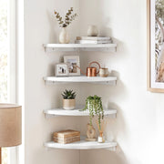 Artiss 4pc Corner Floating Wall Shelf Wall Mounted Display Rack Round Edge White FUR-S-WALL-COR-WHX4