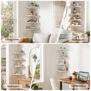 Artiss 4pc Corner Floating Wall Shelf Wall Mounted Display Rack Round Edge White FUR-S-WALL-COR-WHX4