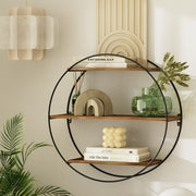 Artiss Floating Wall Shelf Round 3-Tier FUR-S-WALL-RND-3T-WD