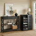 Artiss Shoe Rack Cabinet & Console Table Set Storage Shelf Black FUR-SHOE01-CST-BK