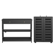 Artiss Shoe Rack Cabinet & Console Table Set Storage Shelf Black FUR-SHOE01-CST-BK