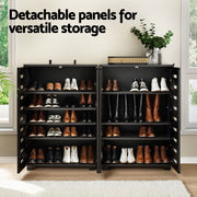 Artiss Shoe Rack Cabinet & Console Table Set Storage Shelf Black FUR-SHOE01-CST-BK