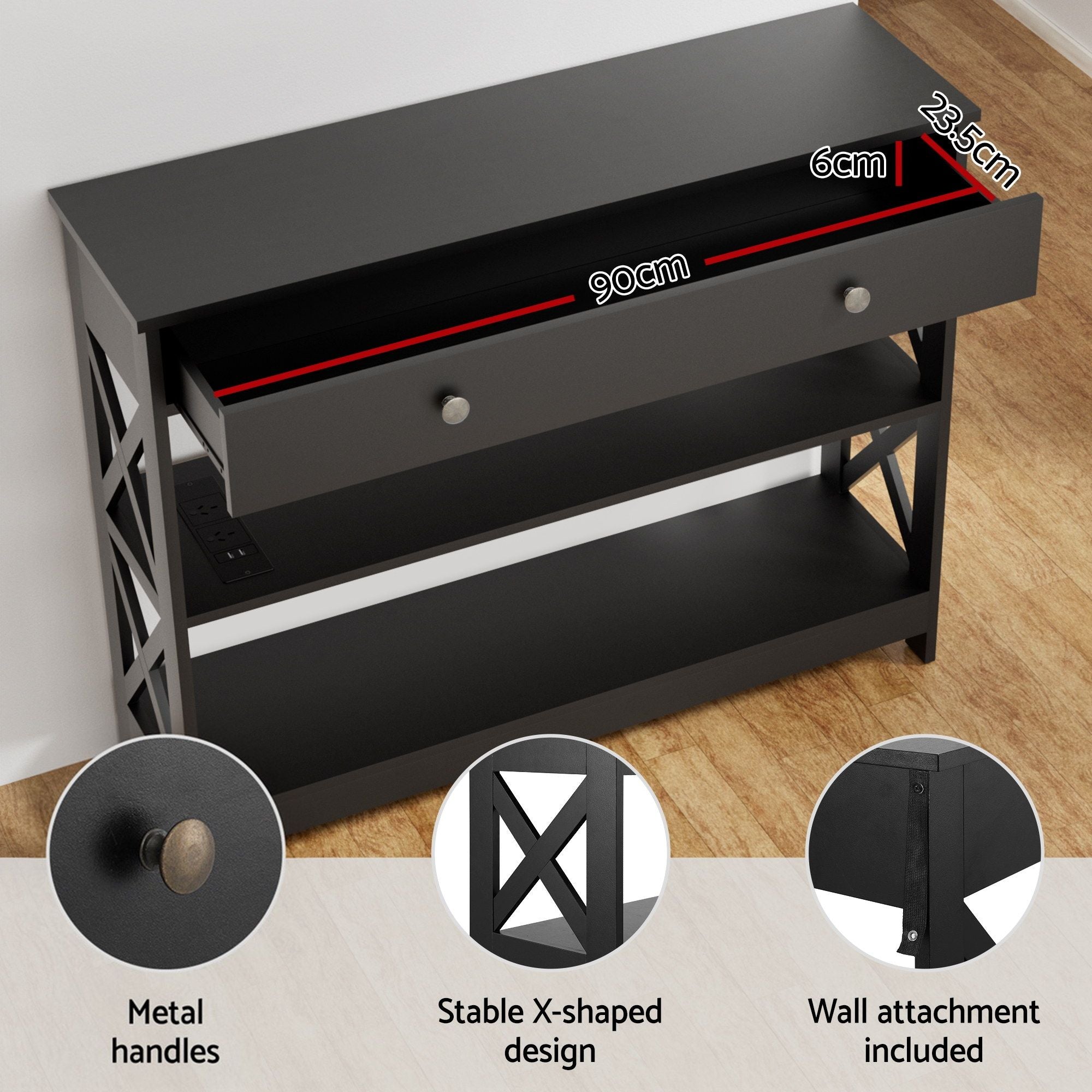 Artiss Shoe Rack Cabinet & Console Table Set Storage Shelf Black FUR-SHOE01-CST-BK